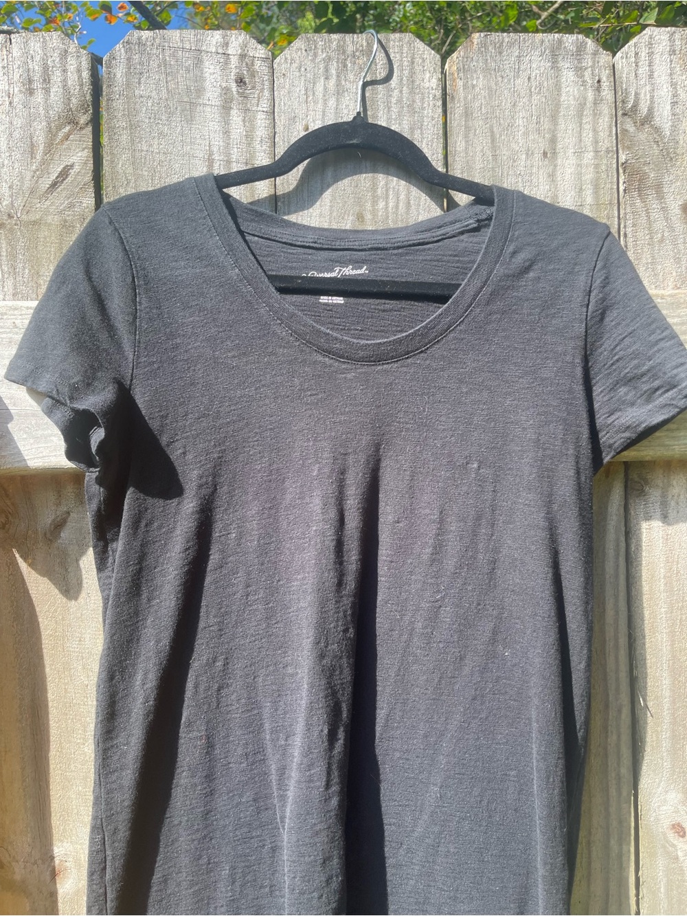 Women's Short Sleeve Scoop Neck Cotton Dresses - Mustard Yellow and Black Sz S - Picture 4 of 10